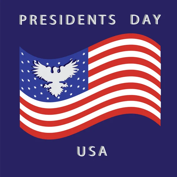 President's Day ons Amerikaanse vlag witte adelaar op een blauwe achtergrond vector — Stockvector