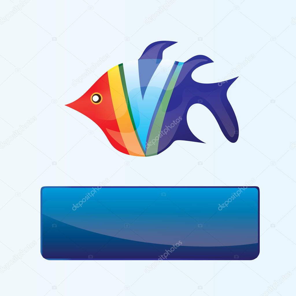 Decorative fish aquarium bright multi-colored logo design art illustration isolated light vector background