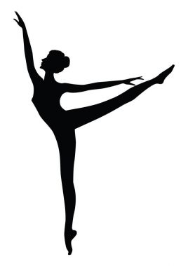 Jimnastikçi, kadın siyah siluet, aerobik, - beyaz arka planda - sanat yaratıcı soyut vektör illüstrasyon izole.