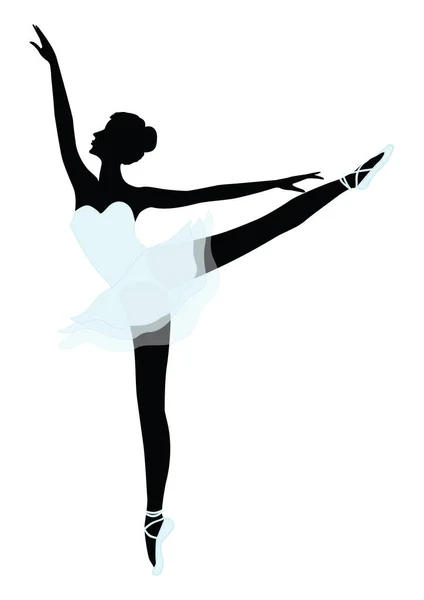 Ballerina im weißen Ballett-Tutu, schwarze Silhouette - isoliert - Kunst kreative abstrakte Vektorillustration. — Stockvektor