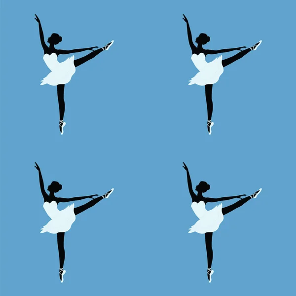 Ballerina-Muster, weibliche schwarze Silhouette in einem weißen Ballett-Tutu - heller Hintergrund - Kunst kreative abstrakte Vektorillustration. — Stockvektor