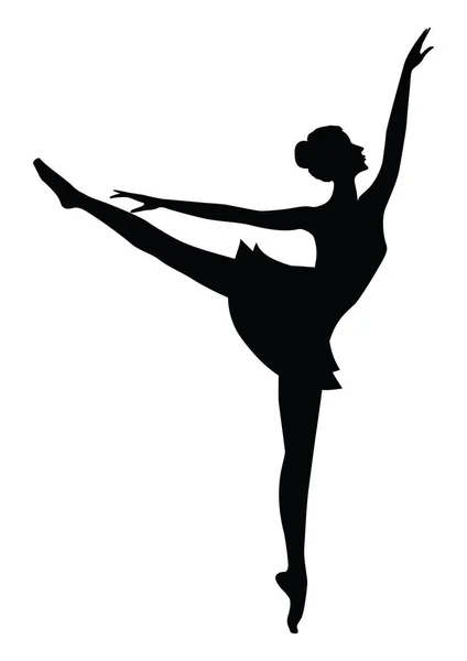 Bailarina, silueta negra femenina, - aislado sobre fondo blanco - ilustración vectorial abstracta creativa artística . — Vector de stock