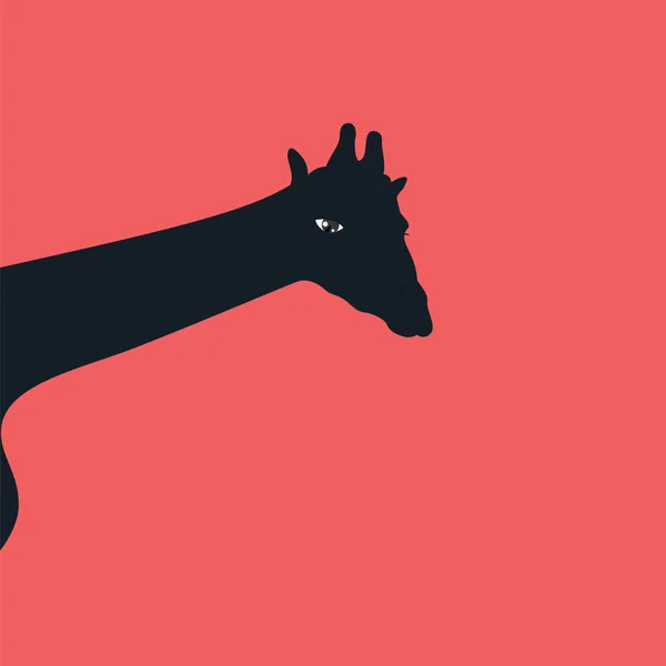 Cabeza de jirafa, negro, - aislado sobre fondo rojo - arte creativo vector abstracto ilustración — Vector de stock