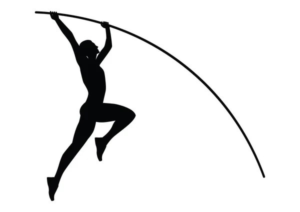 Atletisk hoppe med en pæl - sketch- sort på hvid baggrund - isoleret - kunst kreativ moderne vektor – Stock-vektor