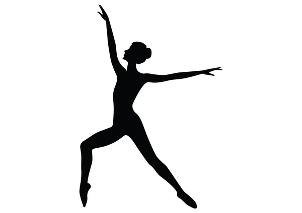 Silueta femenina - danza deportiva, fitness - boceto - negro sobre fondo blanco - aislado - arte creativo vector moderno — Vector de stock