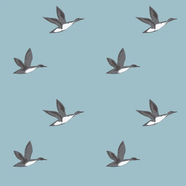 Modèle volant canards gris sauvages sur un fond bleu clair art abstrait créatif moderne vecteur illustration — Image vectorielle