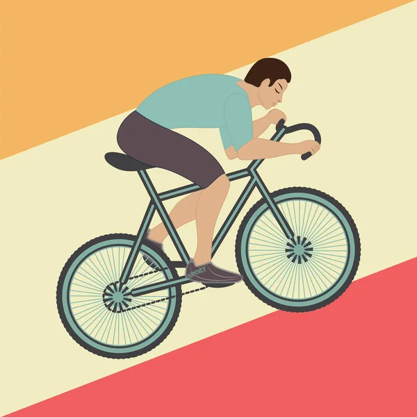 Ciclista montando una bicicleta arte abstracto ilustración creativo moderno estilo plano vector — Vector de stock