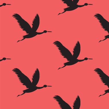 Siyah kırmızı arka plan sanat yaratıcı modern tasarlamak vektör çizim üzerinde desen uçan vinç