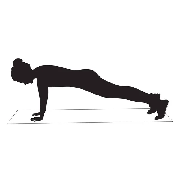 Yoga Silhouette Mädchen Training Körpermuskeln Kunst modern kreativ Vektor Illustration flachen Stil weiß Hintergrund — Stockvektor