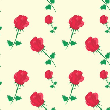 Uzun SAP açık renkli düz stil sanat yaratıcı soyut vektör desen kırmızı gül