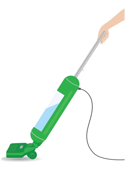 Nettoyant vapeur vert électrique récipient transparent avec de l'eau femelle isolé à la main sur fond blanc élément de conception vectoriel — Image vectorielle