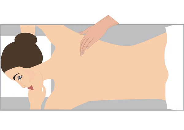 Donna che fa massaggio sulla schiena isolato su sfondo bianco stile piatto minimalismo arte astratta elemento vettore creativo per il design — Vettoriale Stock