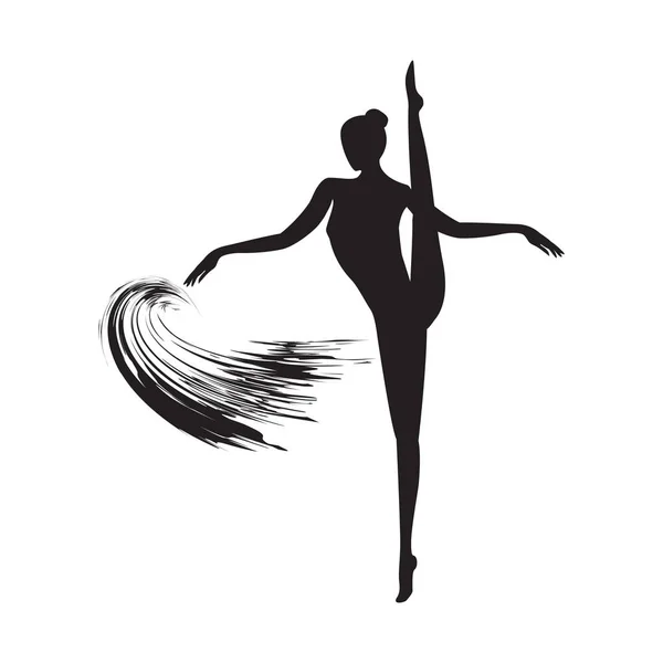 Sketch Mujer yoga fitness danza deporte aislado sobre fondo blanco arte creativo vector elemento para el diseño — Archivo Imágenes Vectoriales