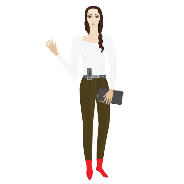 白色背景艺术创意现代向量图元素为设计一个孤立的女人经理商务风格 — 图库矢量图片