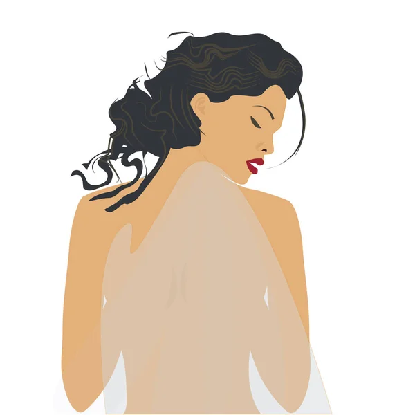 现代女性满光透明面料设计美容美发按摩广告防晒霜日光浴白色背景艺术创意矢量元素上孤立 — 图库矢量图片