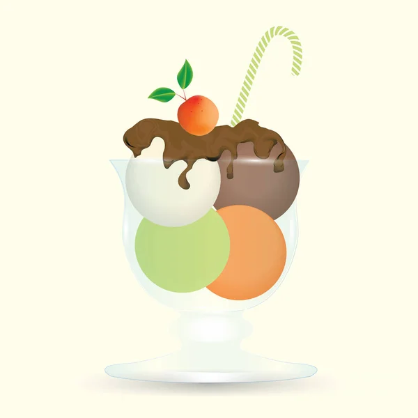 Ложка морозива в скляному шоколадному абрикосі ізольовані на світлому фоні Векторний елемент для дизайну — стоковий вектор