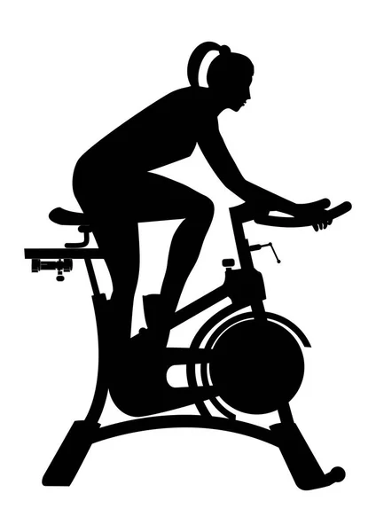Schizzo di una donna in bicicletta esercizio isolato su sfondo bianco arte creativo moderno vettore illustrazioni piatto elemento di stile per il design — Vettoriale Stock
