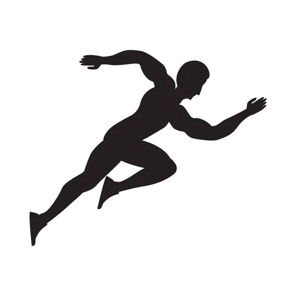 Atleta corriendo silueta negro aislado sobre fondo blanco arte creativo vector — Vector de stock