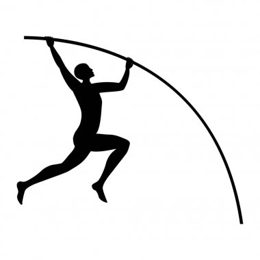 Beyaz arka plan sanat yaratıcı modern vektör öğesi için tasarım üzerinde izole kutup atlama atlet