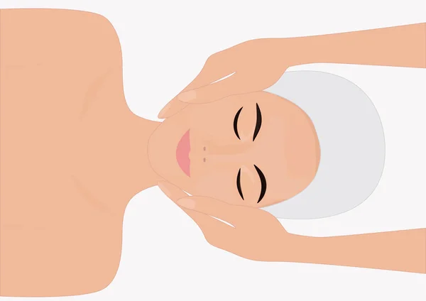 Massageie o rosto de uma mulher em um salão de beleza isolado no fundo branco ilustração arte criativo moderno minimalista estilo plano vetor — Vetor de Stock