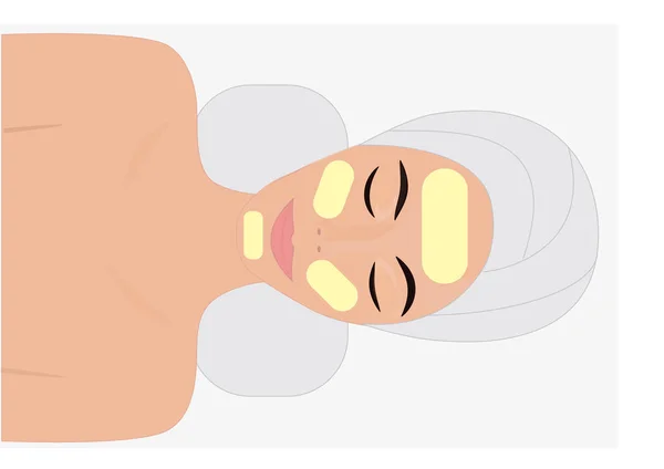 Masque sur le visage de la femme dans un salon de beauté isolé sur fond blanc illustration art créatif moderne minimaliste plat style vecteur — Image vectorielle