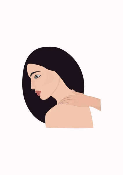 Femme faisant massage isolé sur fond blanc style plat minimalisme art abstrait vecteur créatif élément pour la conception — Image vectorielle