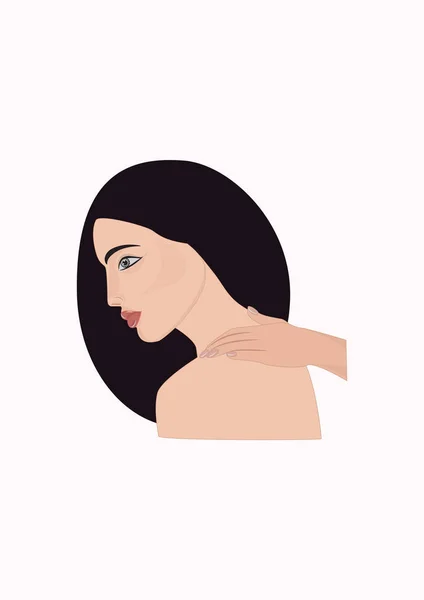 Mujer haciendo masaje aislado sobre fondo blanco estilo plano minimalismo abstracto arte creativo vector elemento para el diseño — Vector de stock