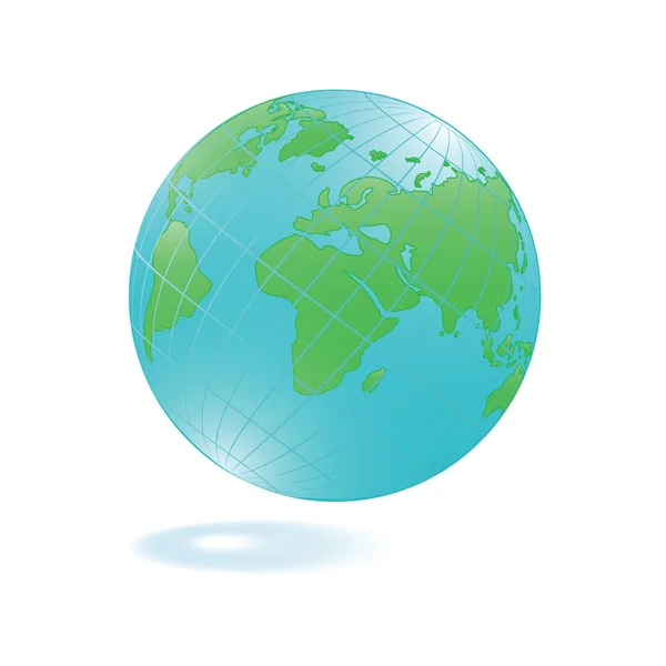 Globe bleu avec des continents verts - isolé sur fond blanc - illustration vectorielle — Image vectorielle