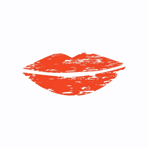 Bibir merah - gaya grunge - diisolasi pada latar belakang putih - ilustrasi vektor - Stok Vektor