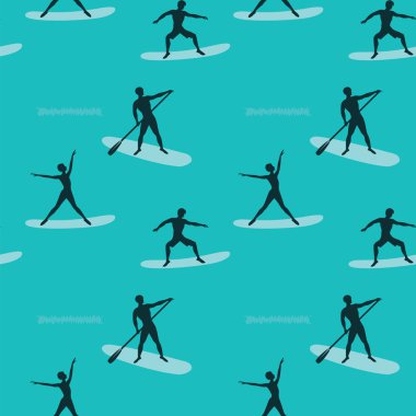 Desen - su sporları - sörf silhouettes - vektör çizim