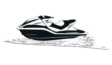 -Su motosiklet - soyut dalga - beyaz arka plan üzerinde - sanat vektör illüstrasyon izole kroki