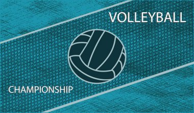 Voleybol Şampiyonası - grunge arka plan üzerinde topu - sanat vektör. Spor Poster