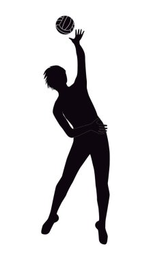 Voleybolcu, atlama topu - beyaz arka plan üzerinde - vektör sanat illüstrasyon izole ile adam