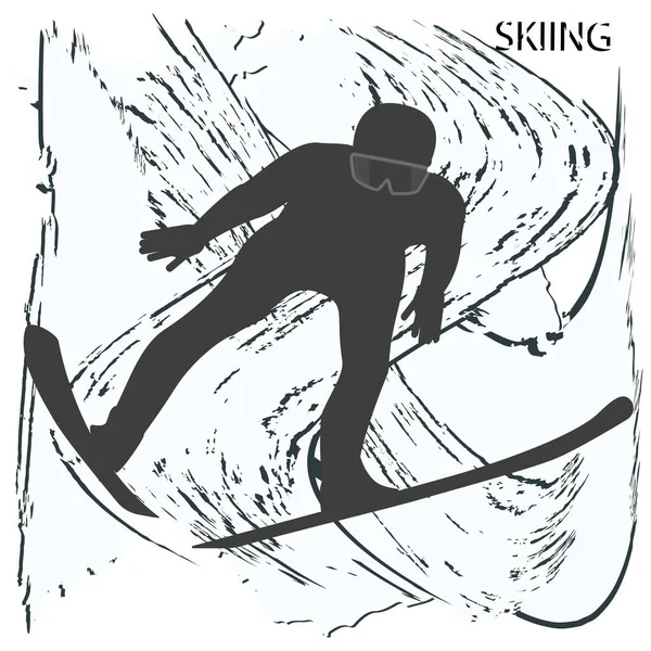 Skifahrer - abstrakte Skistrecke im Grunge-Stil - isoliert auf weißem Hintergrund - Vektorillustration — Stockvektor