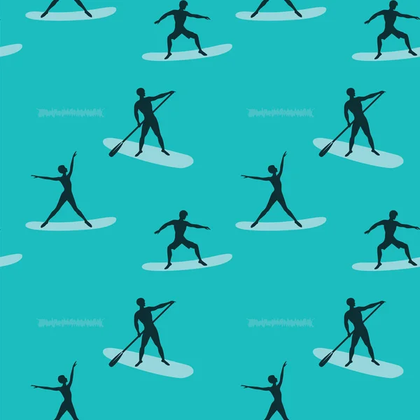 Pattern - a water sport - surfing silhouettes - vector illustration