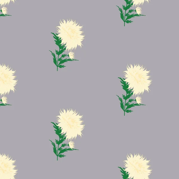 Modèle - Chrysanthème jaune clair - fond gris - illustration d'art vectoriel — Image vectorielle