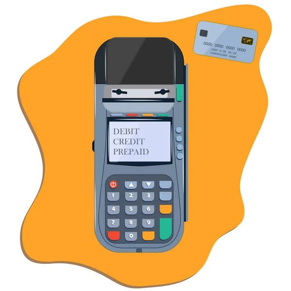 波士终点站 付款终端和信用卡传送器. 银行和商业服务. — 图库矢量图片