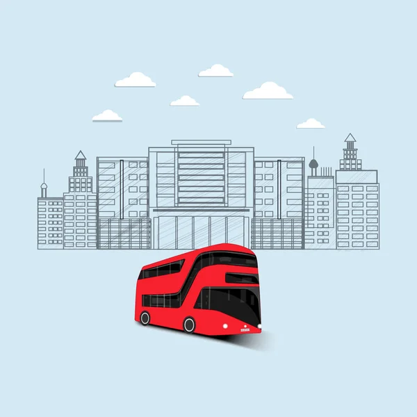 Buszos kirándulás - városi táj - vektor. Turistabusz. Az autóbusz felfedezése busszal — Stock Vector