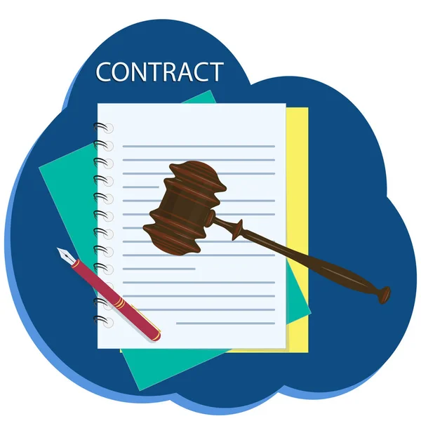 Stationaire producten voor de registratie van het contract, hamer - Abstract icon - geïsoleerd op witte achtergrond - vector. Zaken. Raadpleging van de advocaat. — Stockvector