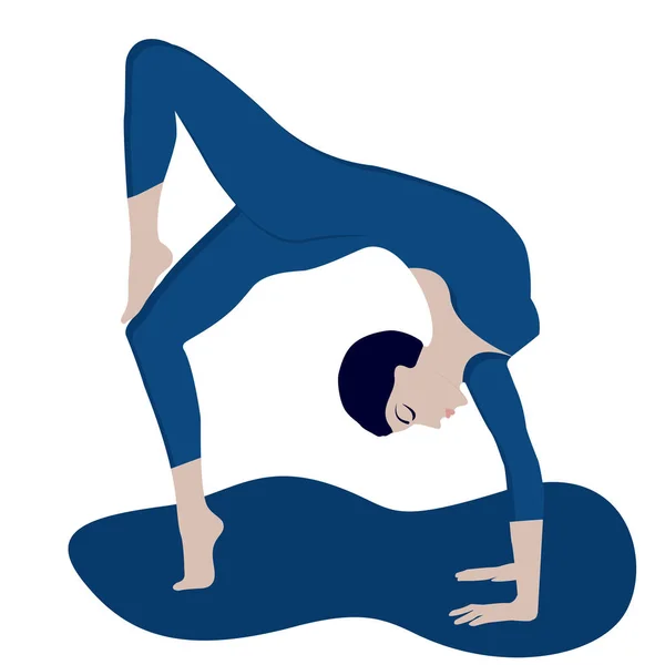 Yoga - vrouw die plastische oefening doet - geïsoleerd op witte achtergrond - vector. Sport. Fitness — Stockvector