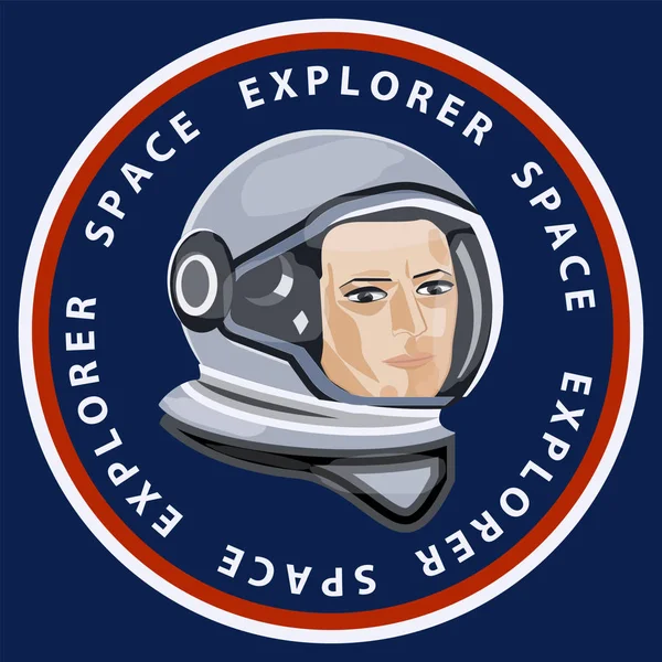 Astronaut - Space Explorer - rundt ikon på blå baggrund - flad stil - kunst, vektor . – Stock-vektor