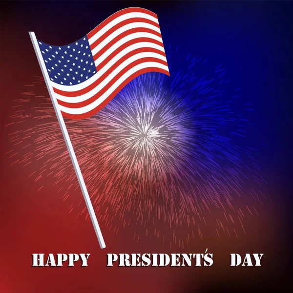 Happy President's Day - drapeau américain, fond rouge bleu festival lumineux - vecteur. Bannière, Carte postale, Affiche . — Image vectorielle