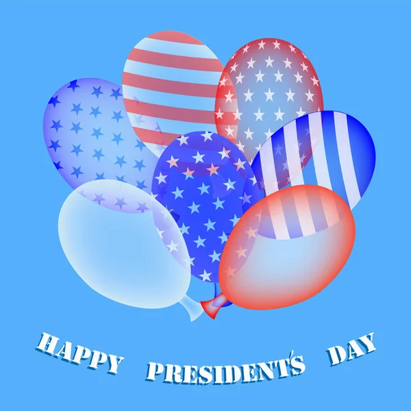 Щасливий День Президента - Прозорі повітряні кулі - Синій фон - Вектор. Святкова листівка, банер, плакат . — стоковий вектор