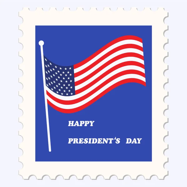 Ștampila poștală - steagul american, Happy President 's Day - izolată pe fundal alb - vector . — Vector de stoc