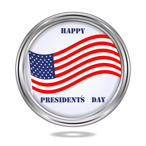 丸いアイコン、金属-アメリカ国旗-白い背景に孤立-ベクトル。幸せな大統領の日. — ストックベクタ