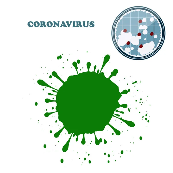 Vírus, germes, bactérias - placa de Petri de laboratório - isolado em fundo branco - vetor. Elemento de design. Coronavírus. Conceito pandêmico. Microbiologia . —  Vetores de Stock