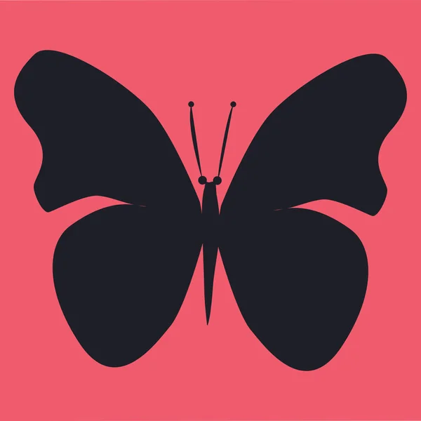 Papillon noir sur fond rouge - art, vecteur. Élément pour décor — Image vectorielle