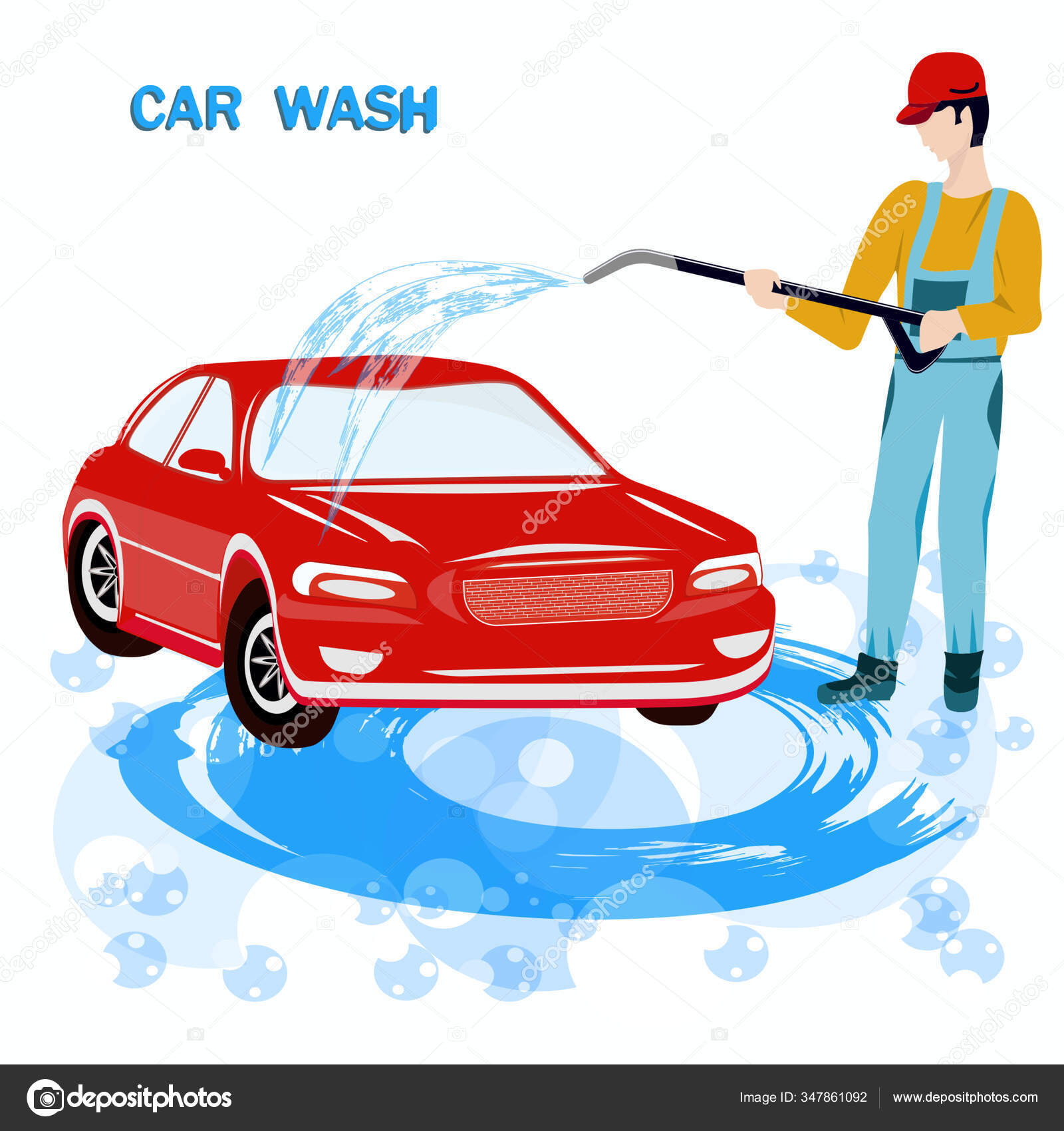 Car Wash Services Auto Cleaning With Water And Soap Stock Illustration -  Download Image Now - iStock
