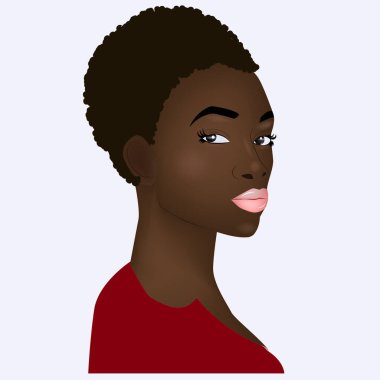 Afrikalı kadın - modern zarif bir kadının portresi - beyaz arka planda izole edilmiş - vektör.