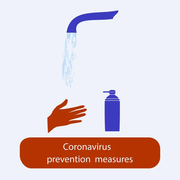 Mano Jabón Agua Del Grifo Vector Gripe Pandémica Coronavirus Medidas — Archivo Imágenes Vectoriales